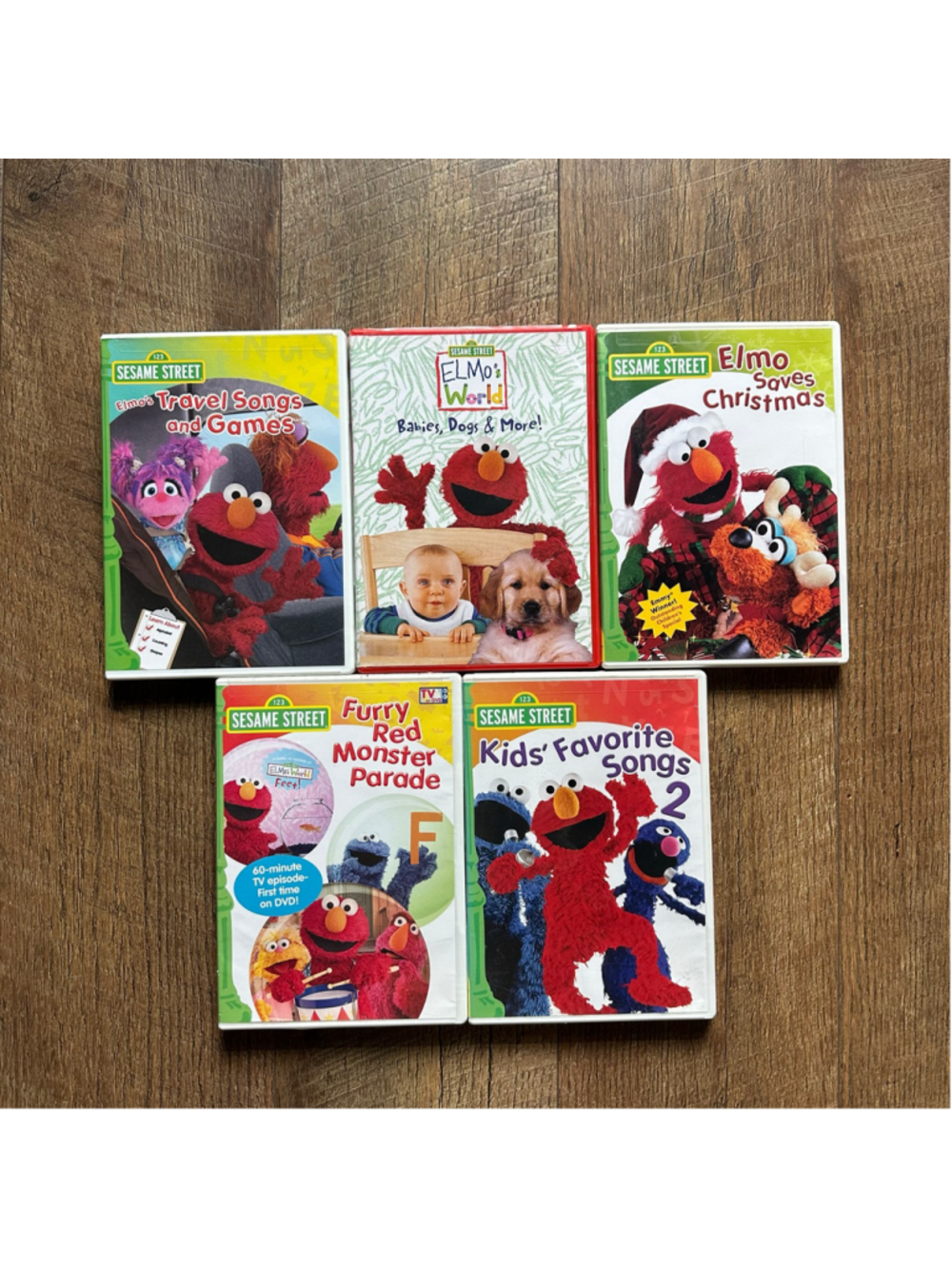 Y2K Sesame Street Elmo DVD Lot of 5 Vintage 2000s Kids Educational Bundle